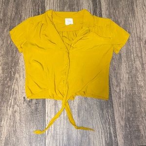 Button Up Slightly Cropped Blouse